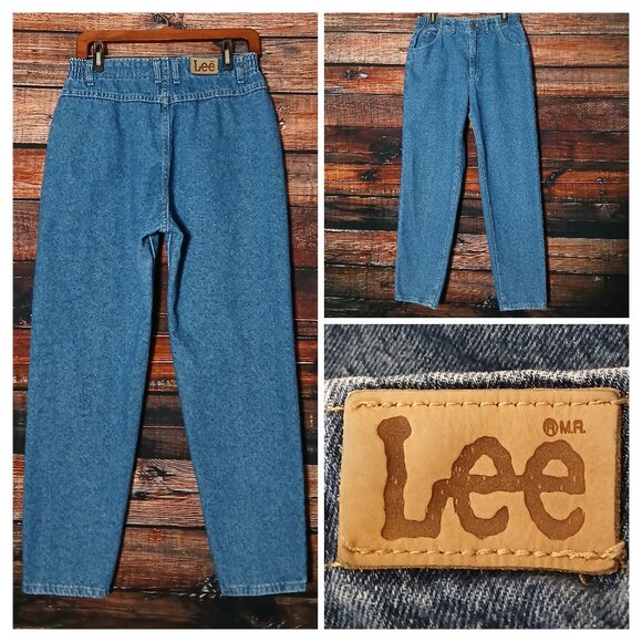 Lee Vintage 80s Jeans 12 Petite 12P 29X27.5 High Rise Mom Elastic Waist USA Made - Picture 1 of 7
